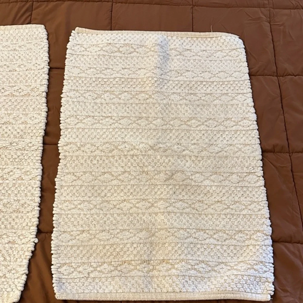 Cream and Tan  Bathroom Rugs - Set of 2
